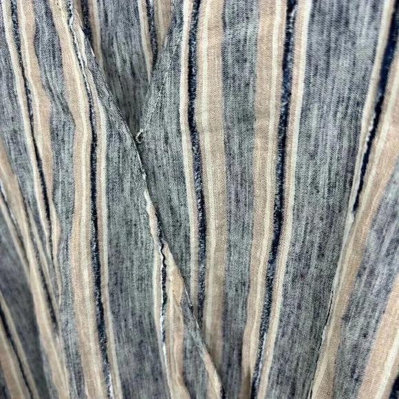 2/$30 Susina Size Small Faux Wrap Sundress Dress Short Sleeve Cotton Striped - Picture 5 of 11